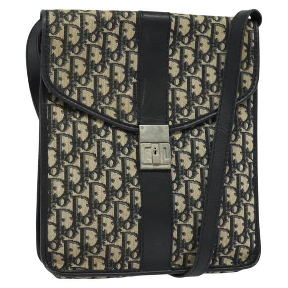 DIOR Trotter Canvas Shoulder Bag Navy Silver - Picture 1 of 13